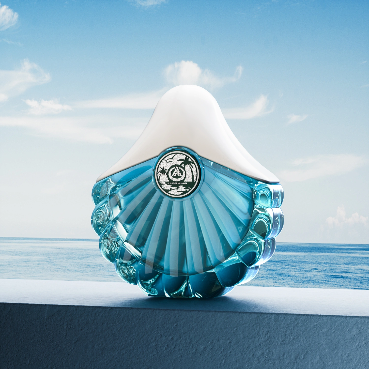 Luxury blue glass perfume bottle