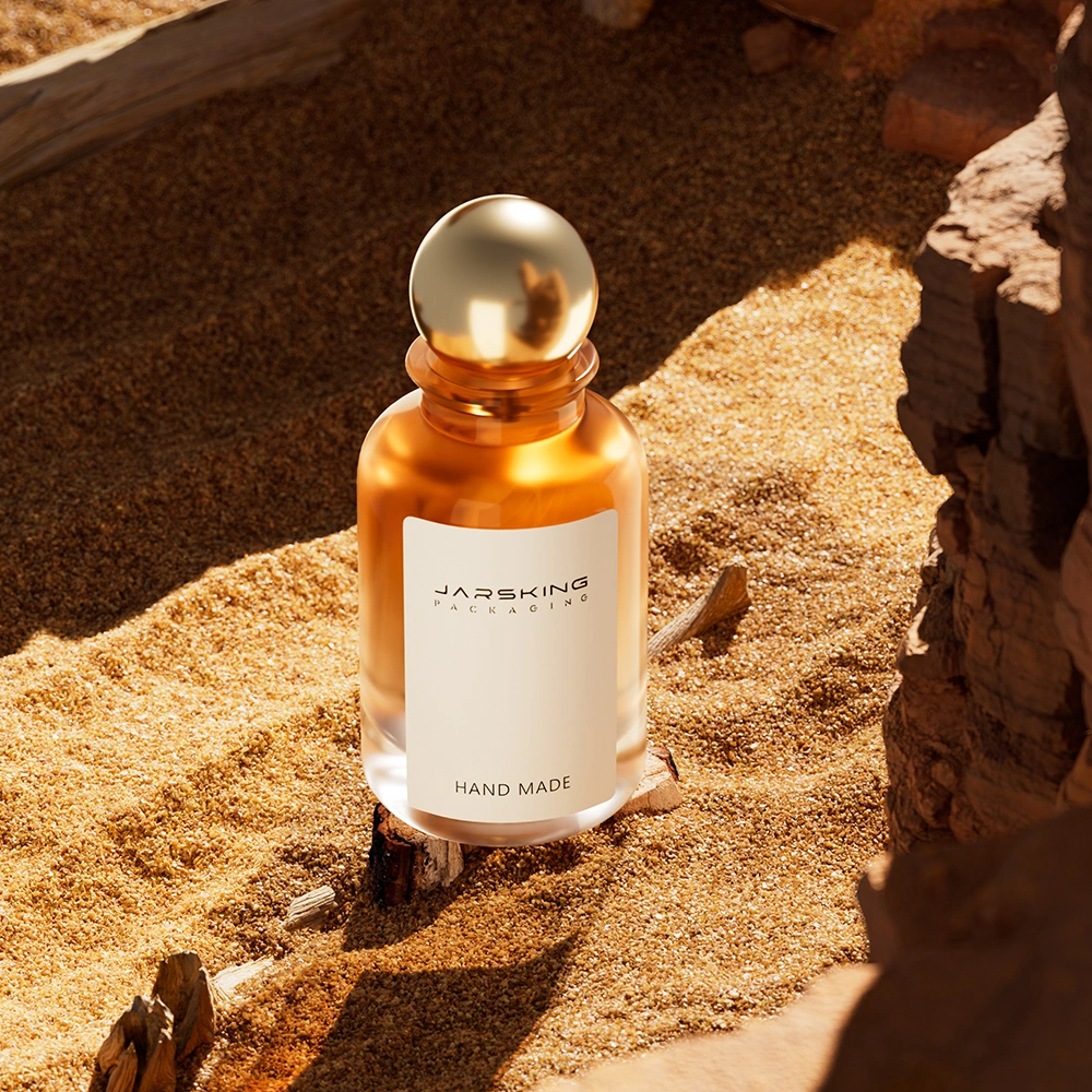 Gold sphere cap perfume bottle