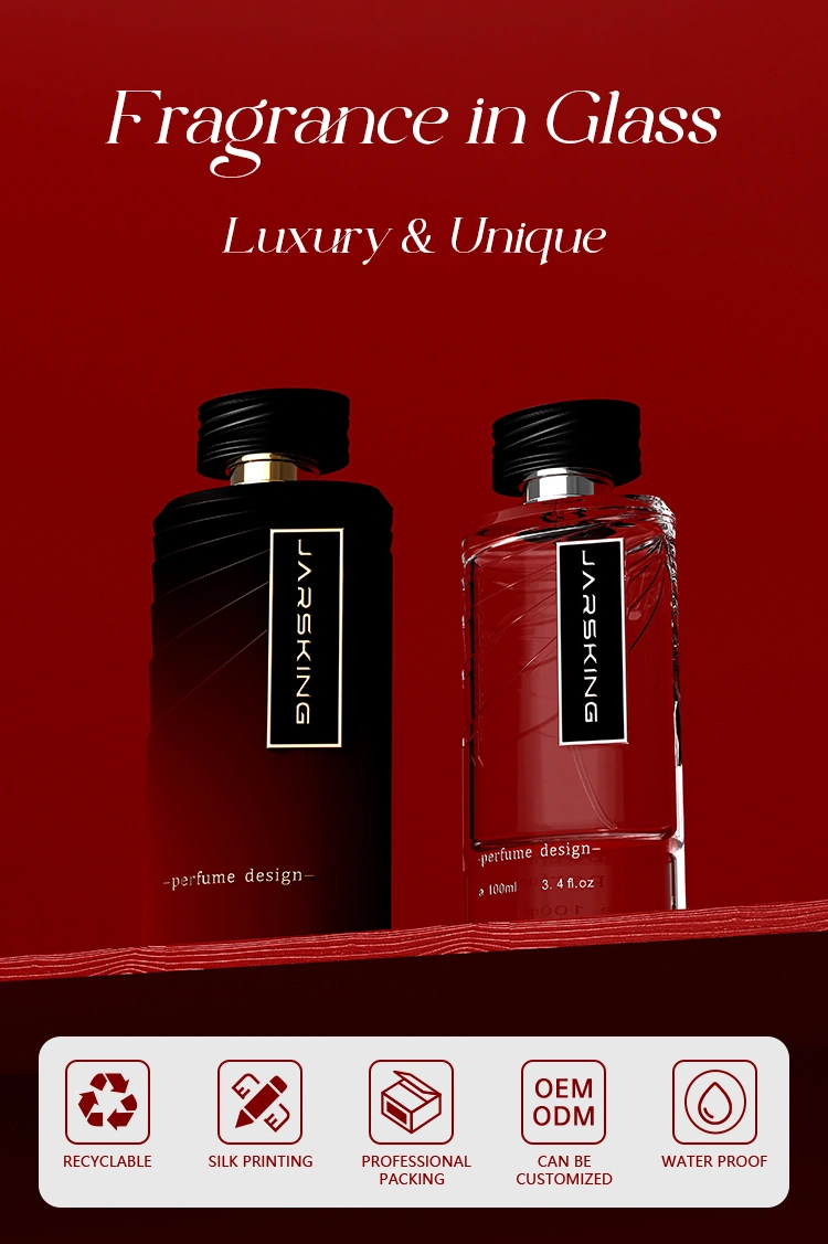 Grooved glass perfume bottle