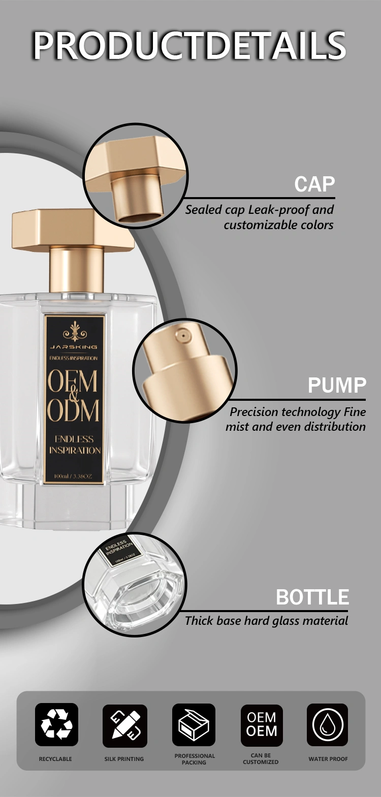 Perfume bottle with gold cap