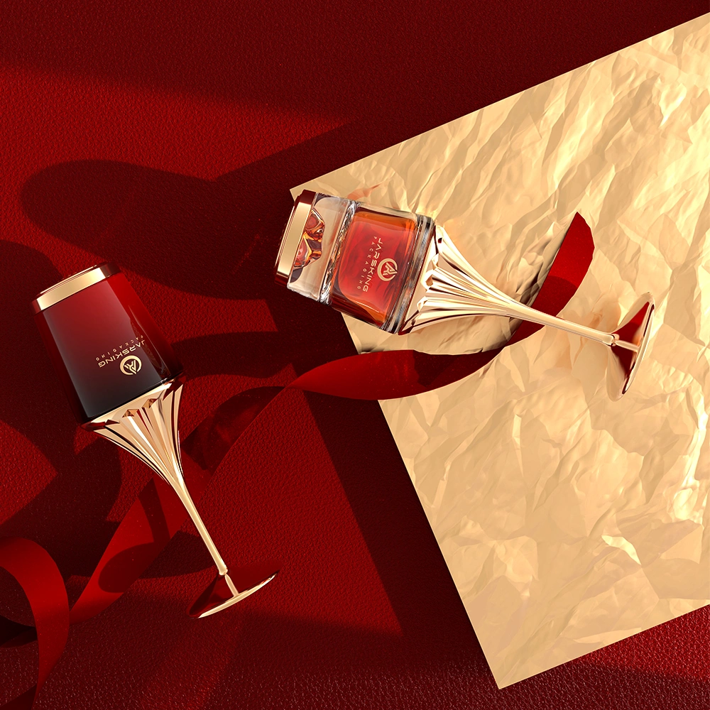 Perfume bottle with gold stem