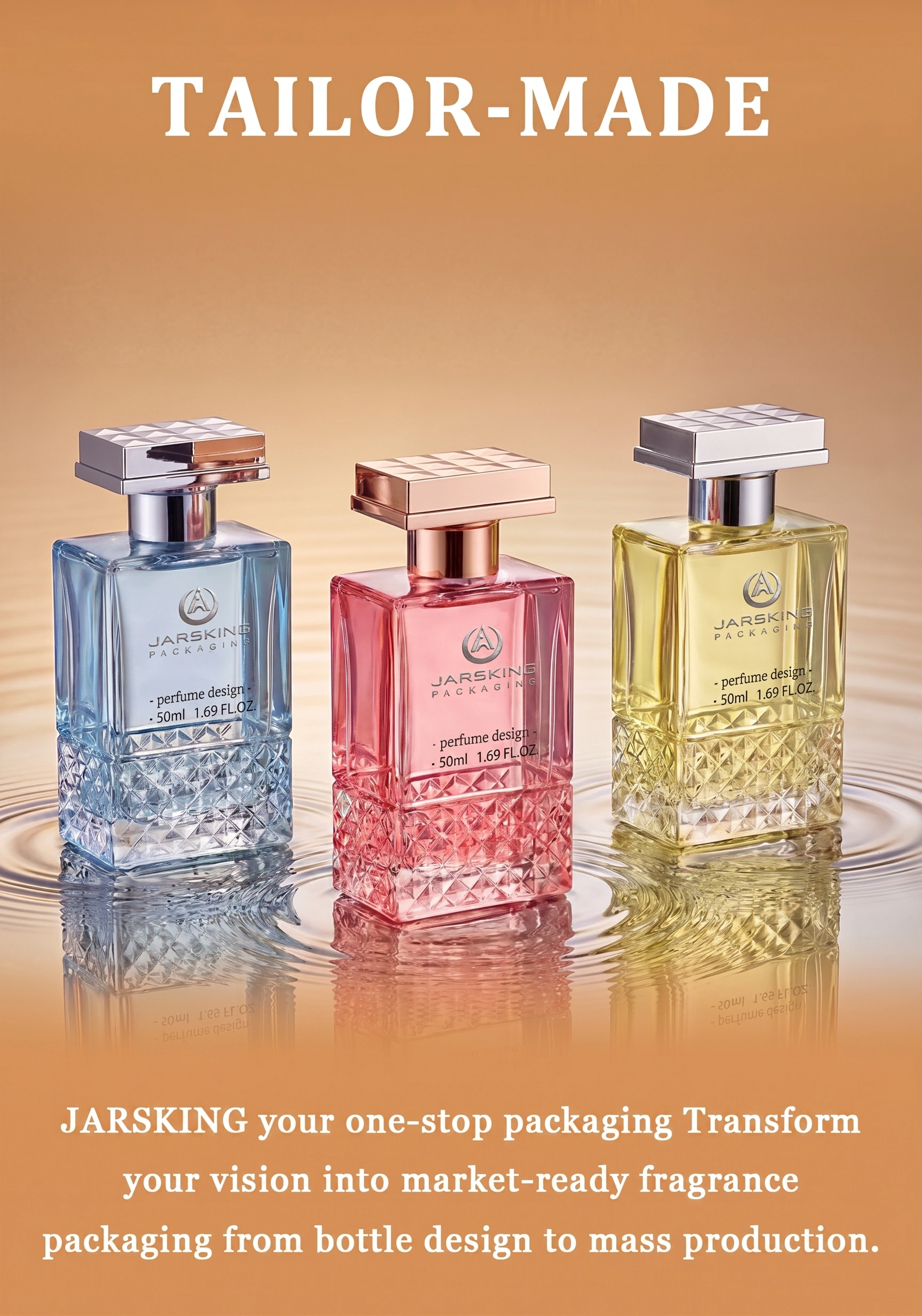 Elegant square perfume flacon with box