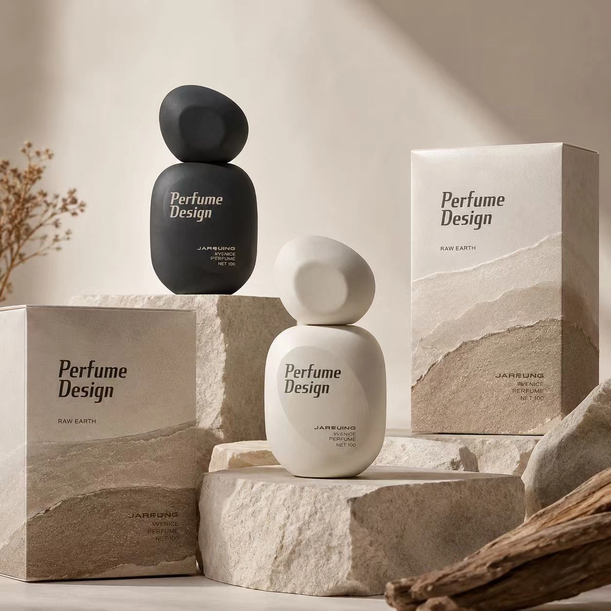 Pebble shaped perfume bottle