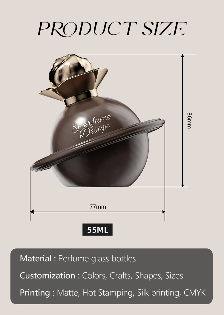 Designer perfume bottle with gold cap