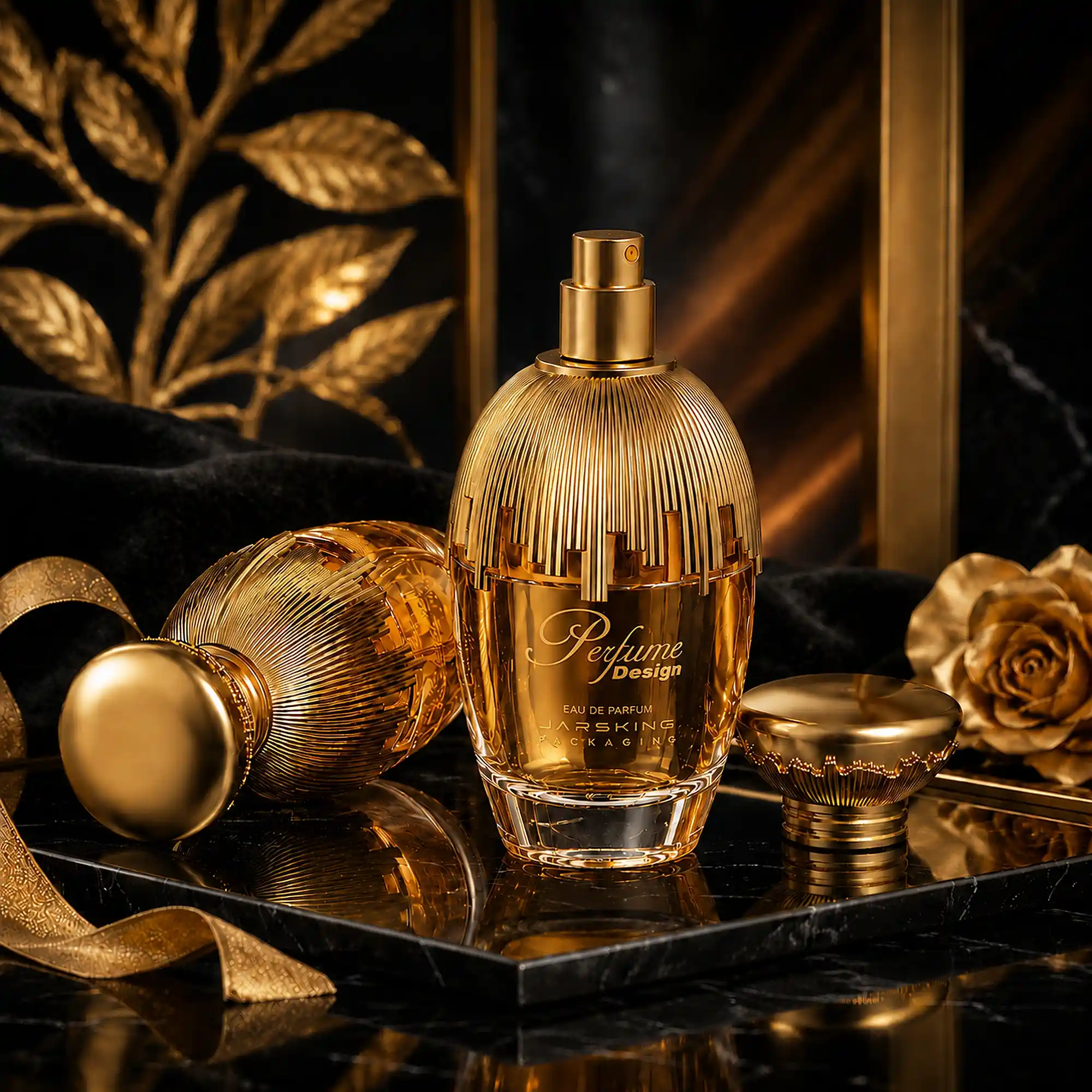 luxury gold cap perfume bottle