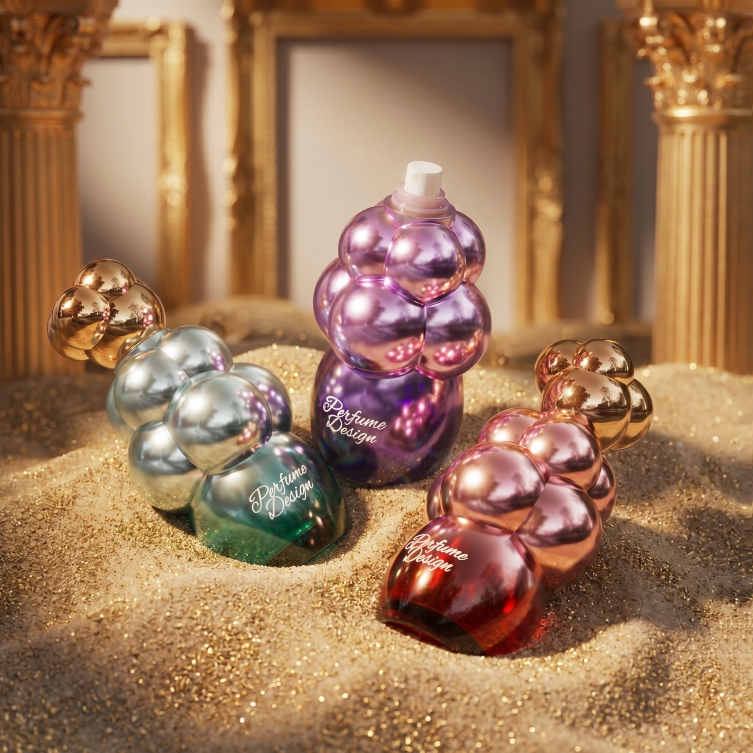 sculptural glass perfume bottle
