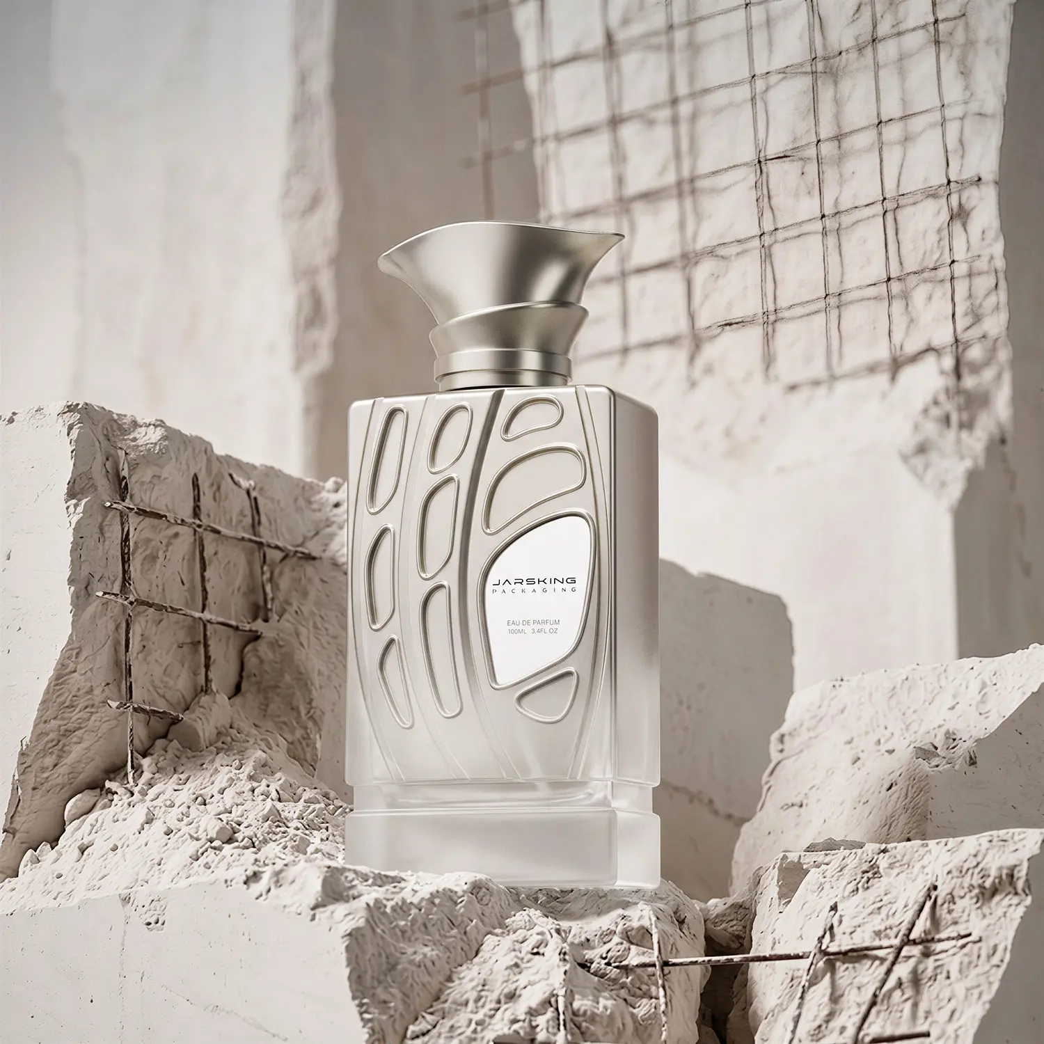 Embossed relief glass perfume bottle