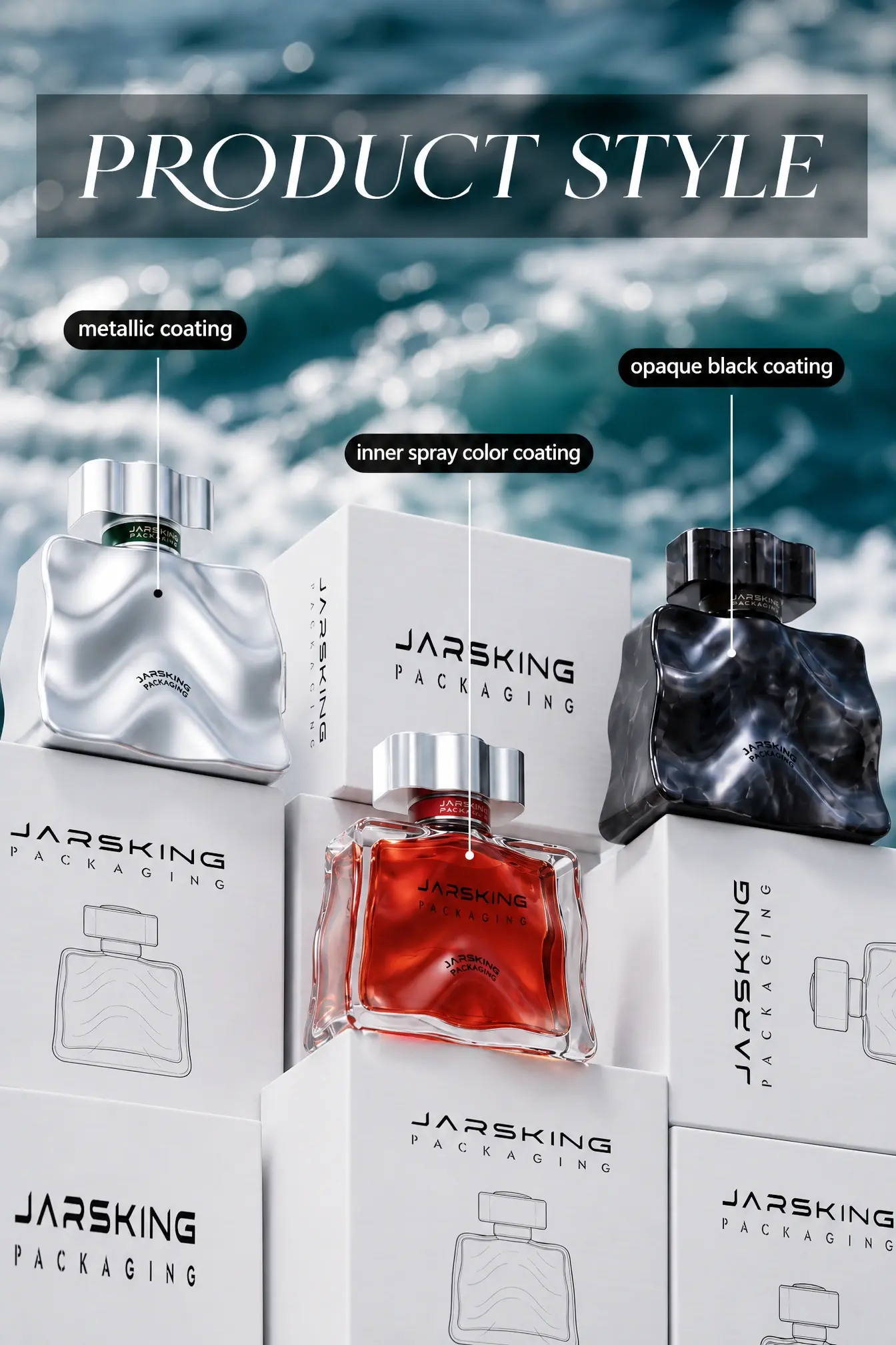 glass perfume bottle with metal cap